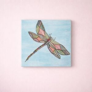 COLORFUL Dragonfly ORIGINAL Canvas Art - 12"x12"
